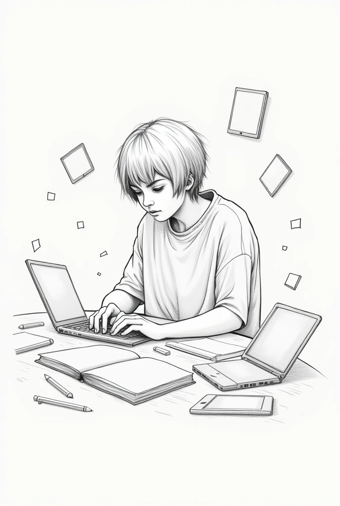 Media affecting everyday life of a student sketch simple only pencil
More elements