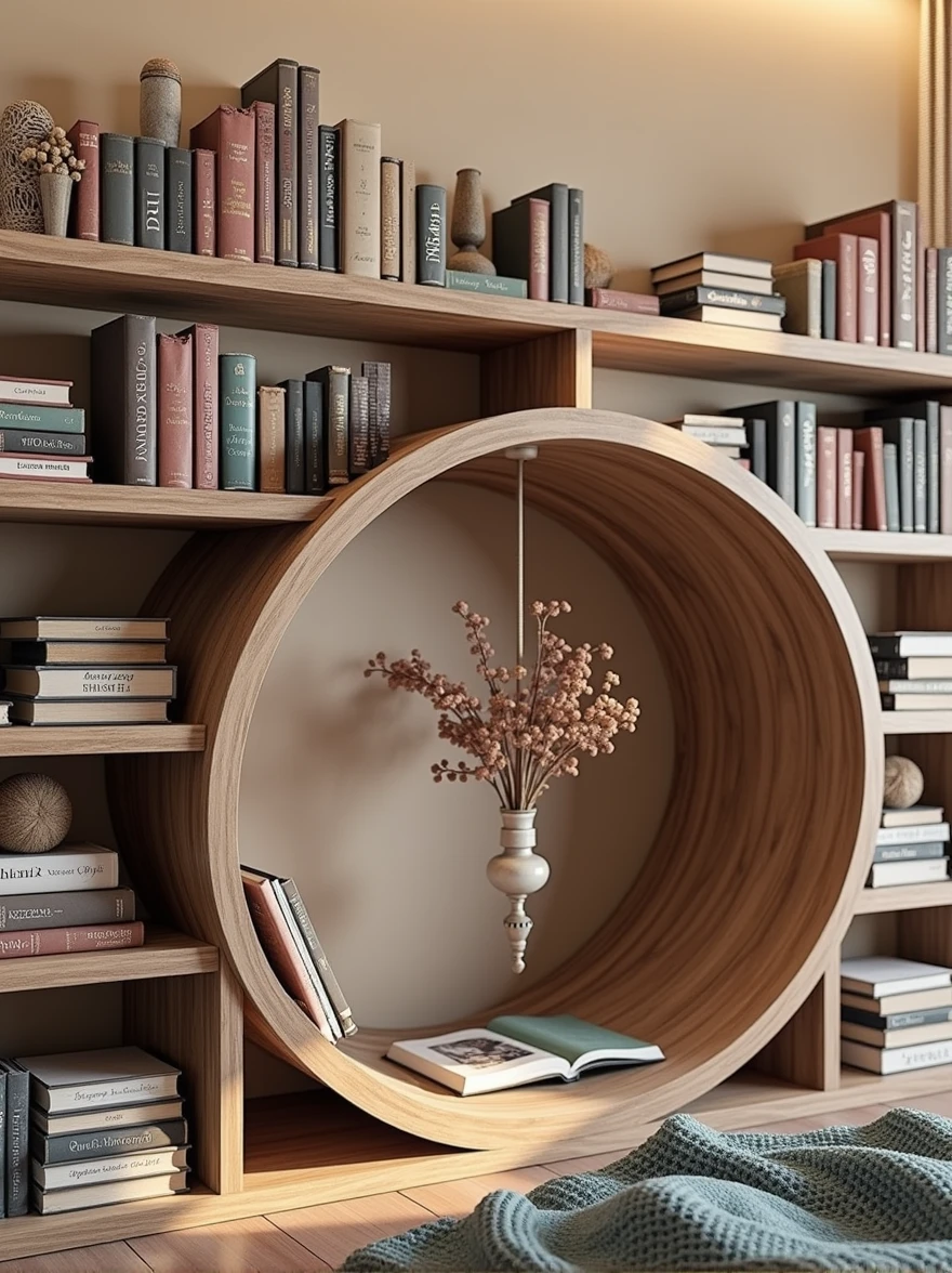 Bookshelf in a cozy bedroom