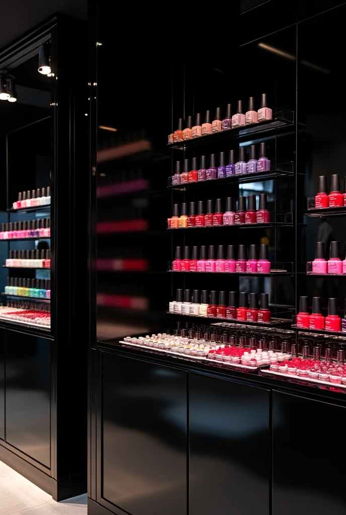 Black enamel wall Nay nail polish shop