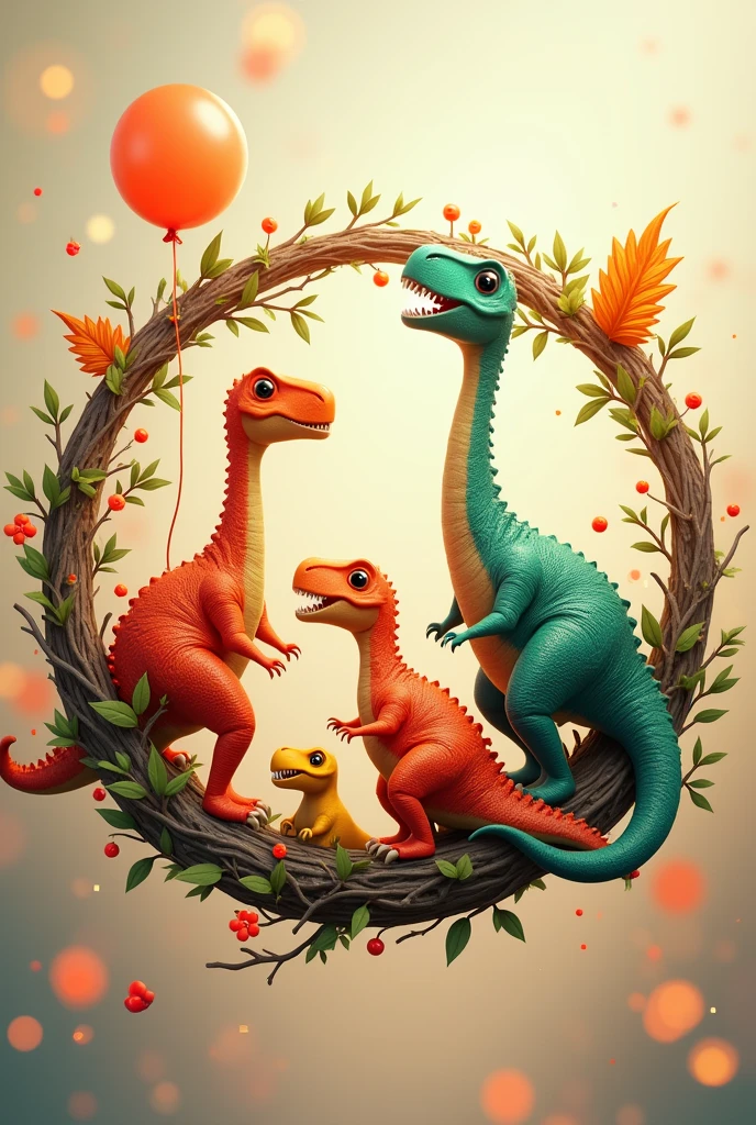 An image that says 18 months decorated with animated dinosaurs and everything is inside a small circle