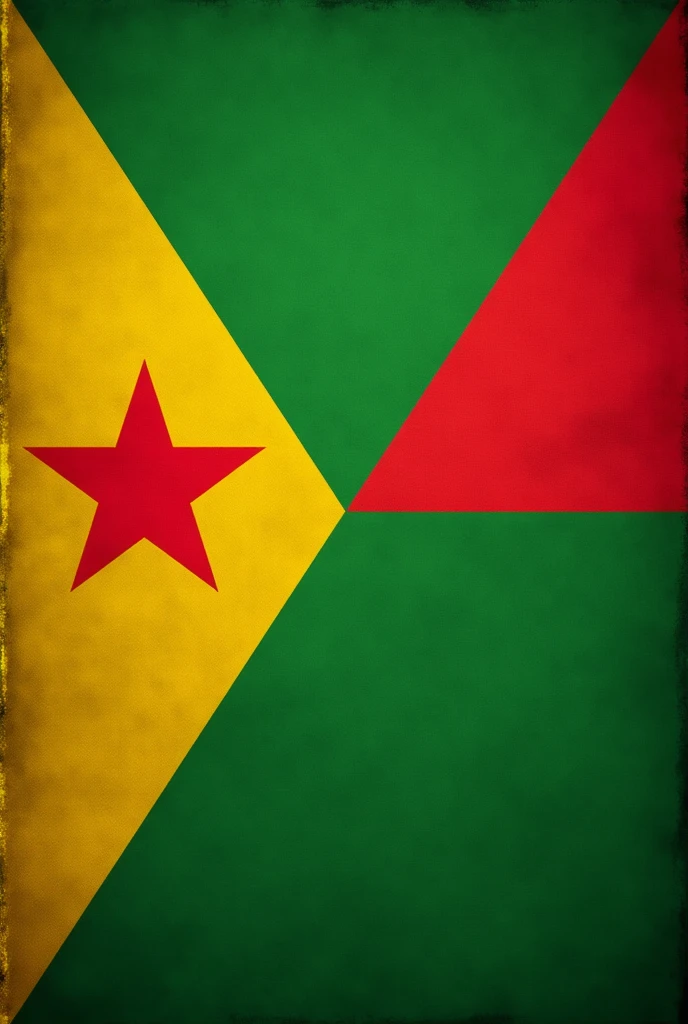 RIO BRANCO ACRE WITH FLAG 2080Color Scheme:
fund: The flag is divided into two right triangles.
yellow: The upper left triangle of the flag is yellow, symbolizing wealth and prosperity.
Unripe: The bottom right triangle is green, representing the region's abundant forests and hope.
2. Red Star:
Position: A large red five-pointed star is located in the upper left corner of the flag., inside the yellow triangle.
Meaning: The red star, chamada de "Lone Star", symbolizes the blood shed by those who fought for freedom and the incorporation of Acre into Brazil. It also represents the state as a distinct entity within the federation..