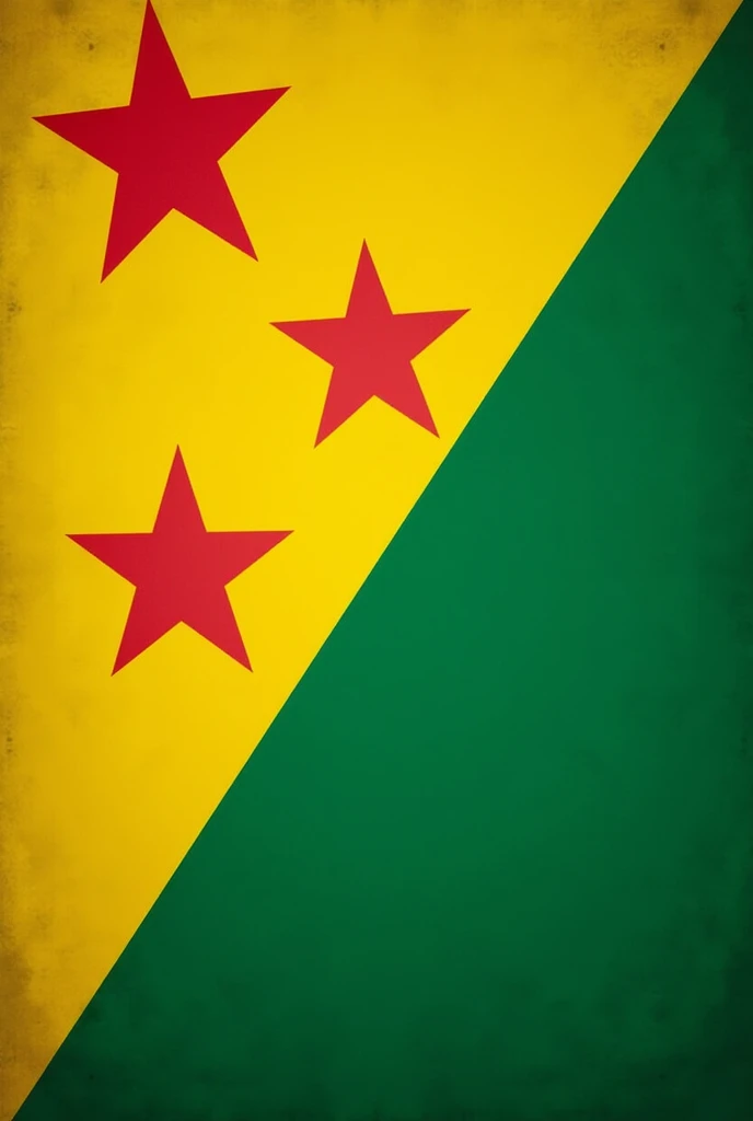 RIO BRANCO ACRE WITH FLAG 2080Color Scheme:
fund: The flag is divided into two right triangles.
yellow: The upper left triangle of the flag is yellow, symbolizing wealth and prosperity.
Unripe: The bottom right triangle is green, representing the region's abundant forests and hope.
2. Red Star:
Position: A large red five-pointed star is located in the upper left corner of the flag., inside the yellow triangle.
Meaning: The red star, chamada de "Lone Star", symbolizes the blood shed by those who fought for freedom and the incorporation of Acre into Brazil. It also represents the state as a distinct entity within the federation..