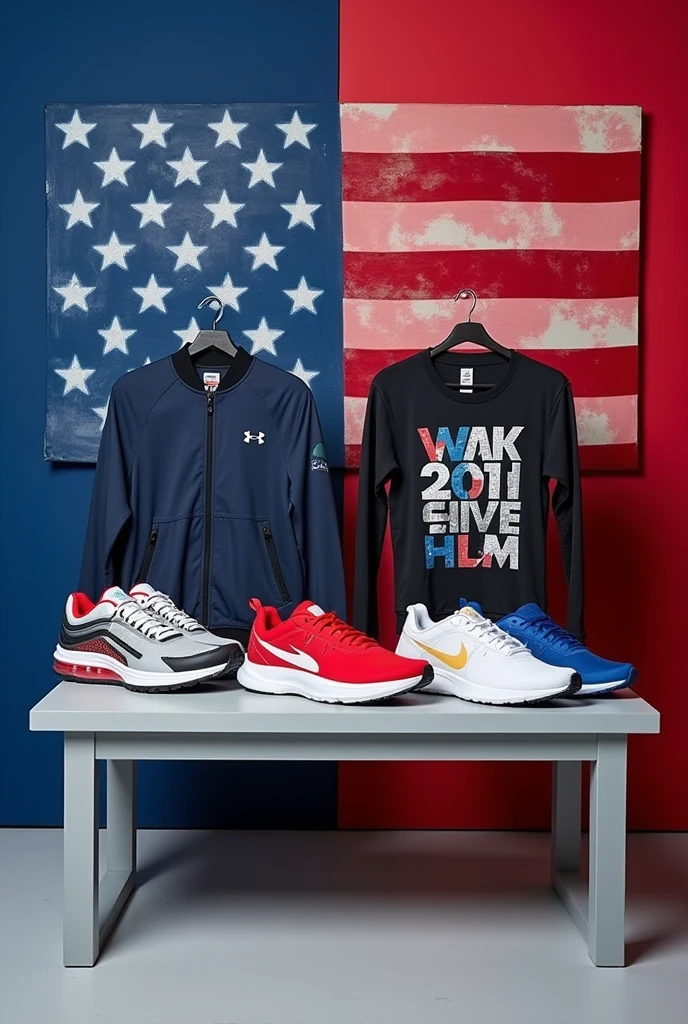 gray table, stars bandera de estados unidos, stars, CLOTHES, jacket, short, t-shirts, Nike, Adidas, under armour, mesa, Adidas, Real photo