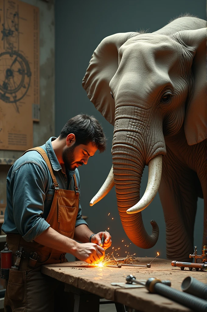 Solder with elephant