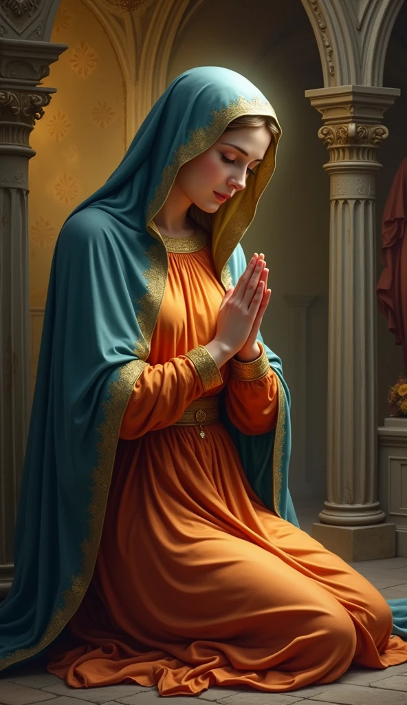 (naked:1.4)Virgin Mary praying at