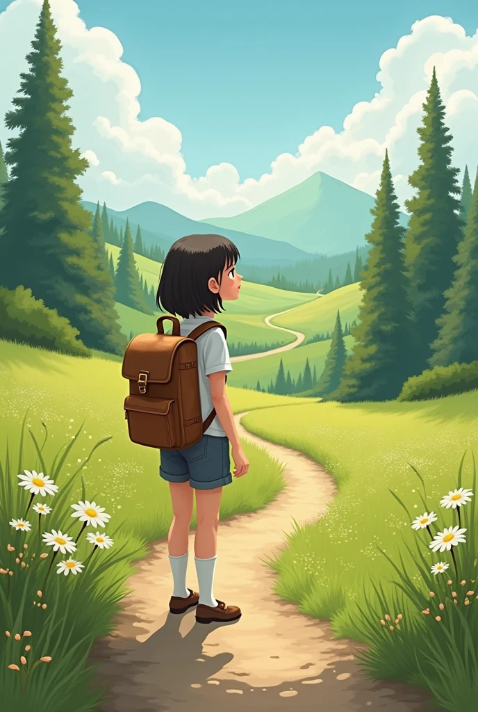 Image of a girl going to the countryside