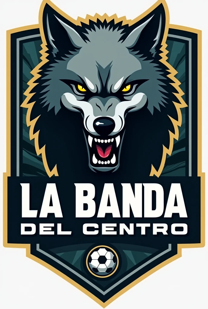 Logo of a football team the logo must have a wolf, and the name of the team is LA BANDA DEL CENTRO, give me color options 