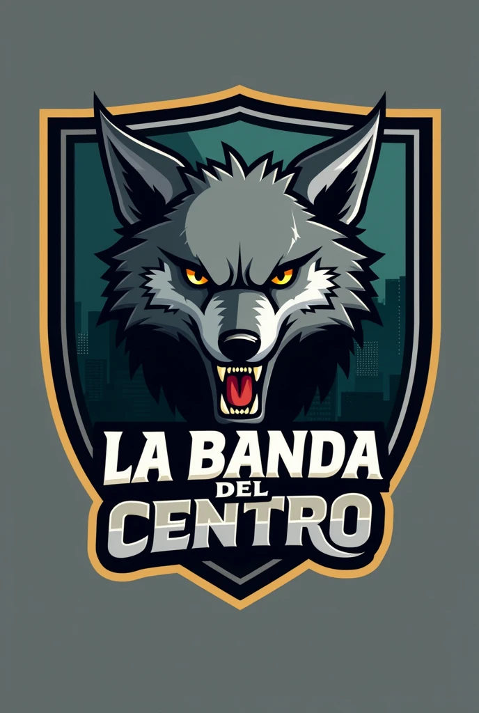 Logo of a football team the logo must have a wolf, and the name of the team is LA BANDA DEL CENTRO, give me color options