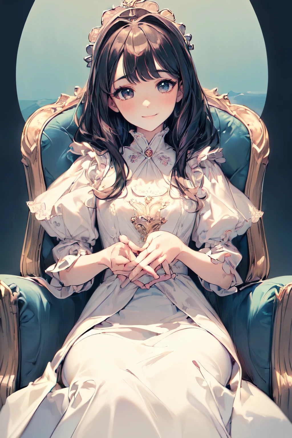 (((top quality、8k、masterpiece:1.3)),girl with delicate face,Highest image quality,Ultra-clear,Delicate and clear facial features,end of the world. characters、numbercity、number、century、throne、