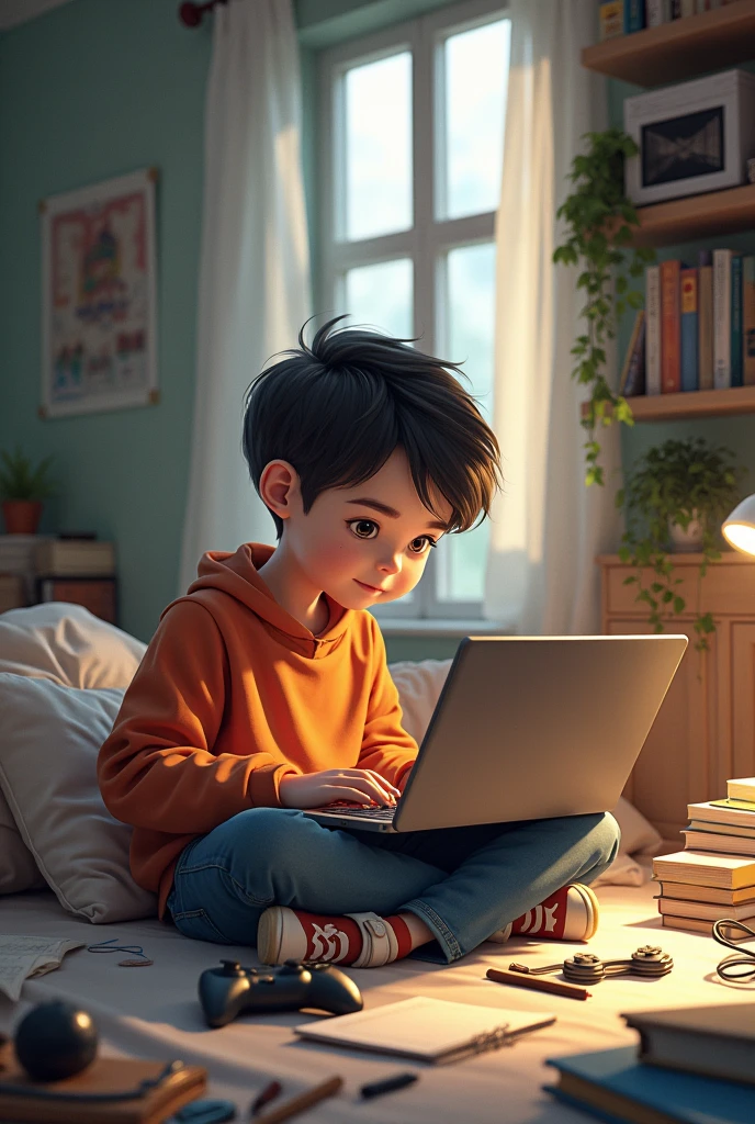  doing homework and playing games and watching sketch
