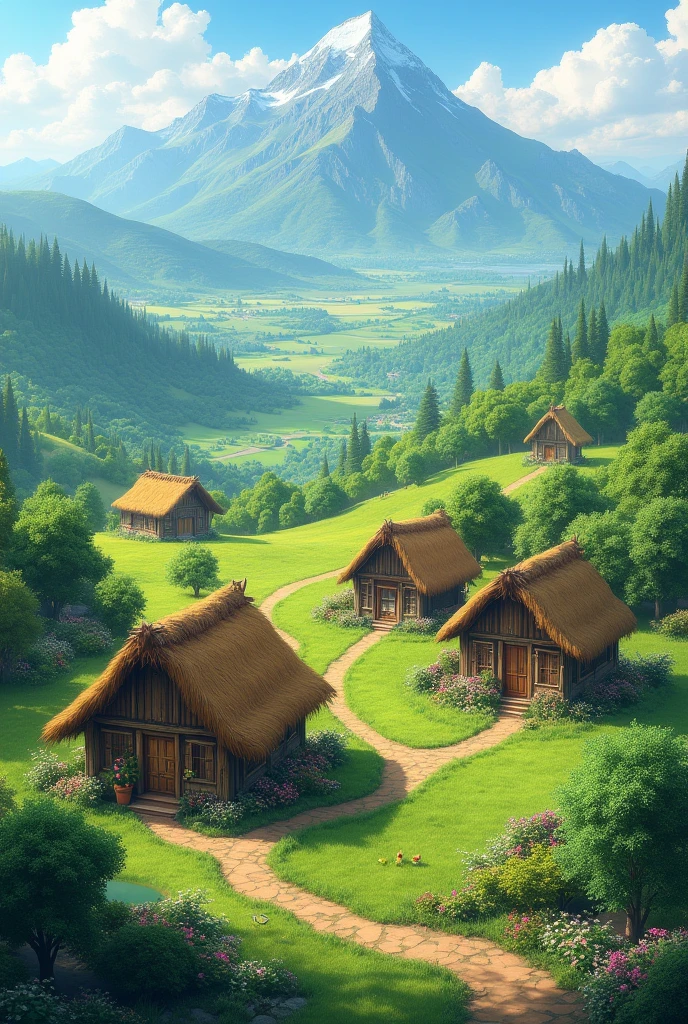 Beautiful landscapes of huts
