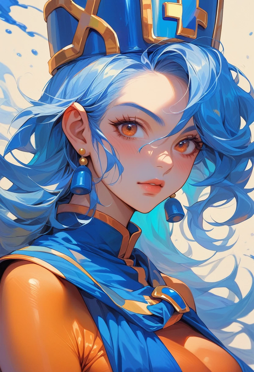 Perfect、Alone、female、美female、sauce_game、Dragon Quest 3、Monk、Perfect looks_(Light blue hair、Orange bodysuit、Blue priest&#39;s robes、Yellow cross、Large Breasts)、situation_Being attacked by tentacle monsters、Lost the battle、Lying face up、shame、Dirty clothes、Clothes with holes、Masterpiece、Professional work、Professional Lighting、Detailed face and eyes、(nsfw:1.5)