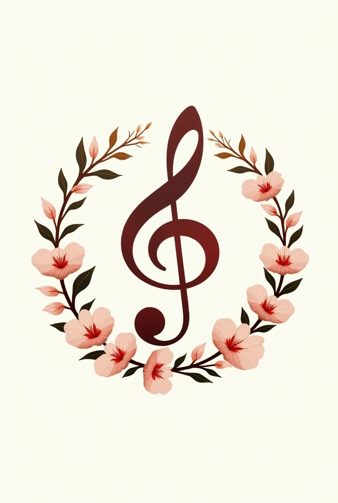 A logo circle musical note center and flower around