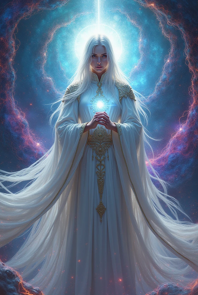 A realistic image, White Mage, mystic, psychedelic