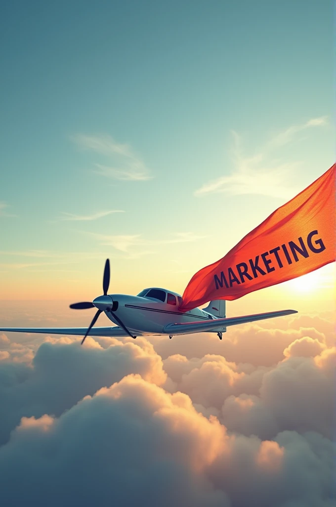 Image of a small plane carrying a banner that says International Marketing