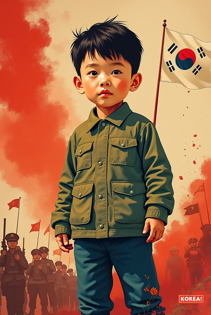 Affiche de propagande coréenne avec inscription "le petit coréen"