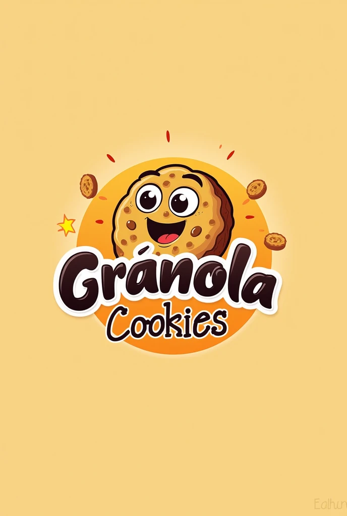 A logo for a granola cookie that says granola cookie in Spanish and has more animated details
