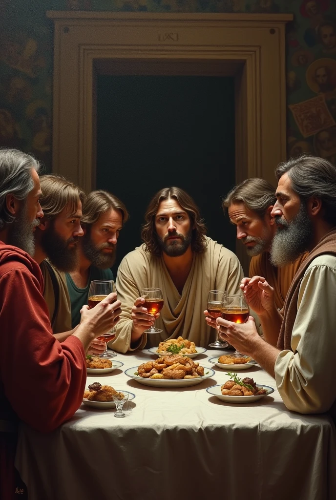 The last supper drinking brandy