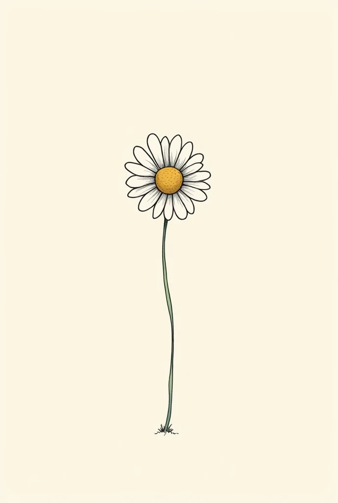 Simple daisy hand drawn style with outline
