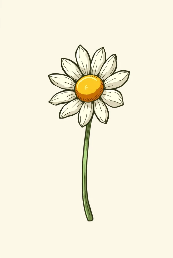 Simple daisy hand drawn style with outline