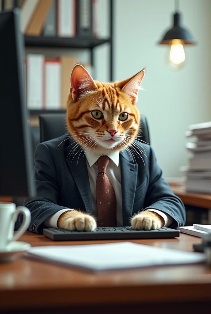 Cat working 

