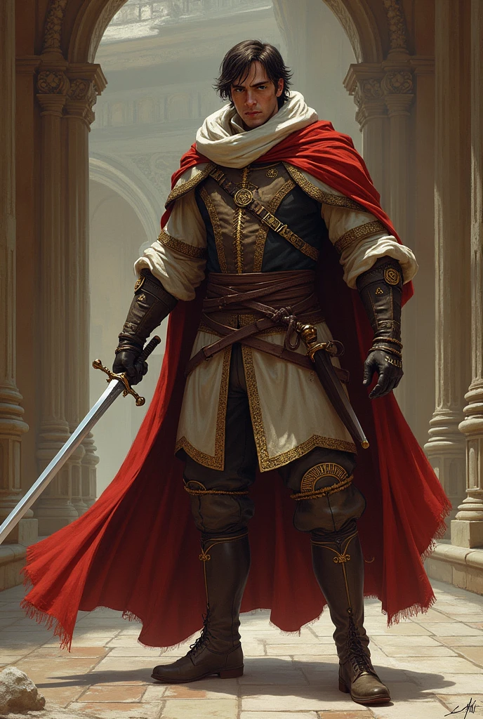 wielding a rapier