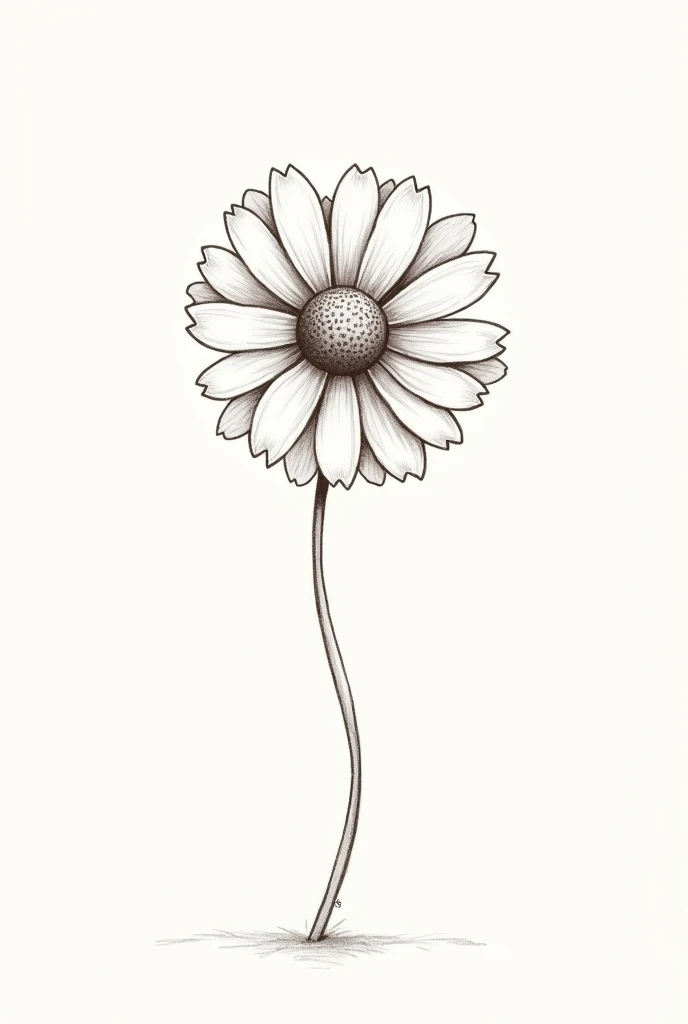 Simple daisy hand drawn style with outline