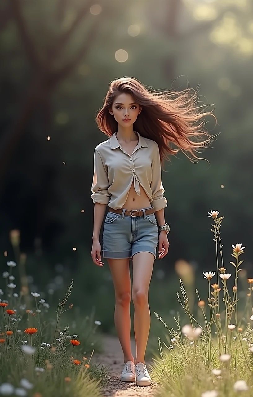 Beautiful 18 year old woman with brown hair