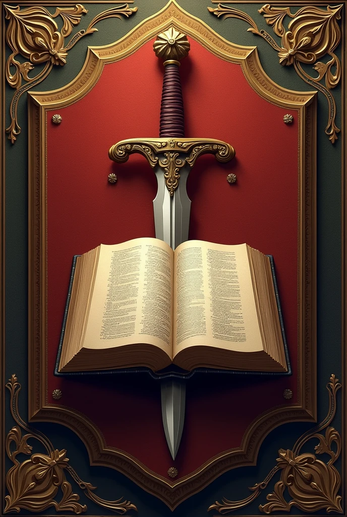 Borges Coat of Arms open bible with a sword
