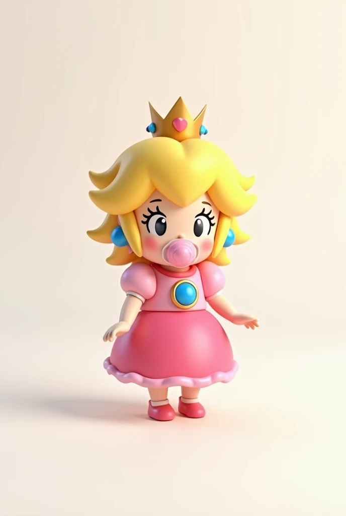 Baby Peach with pacifier sitting on white background