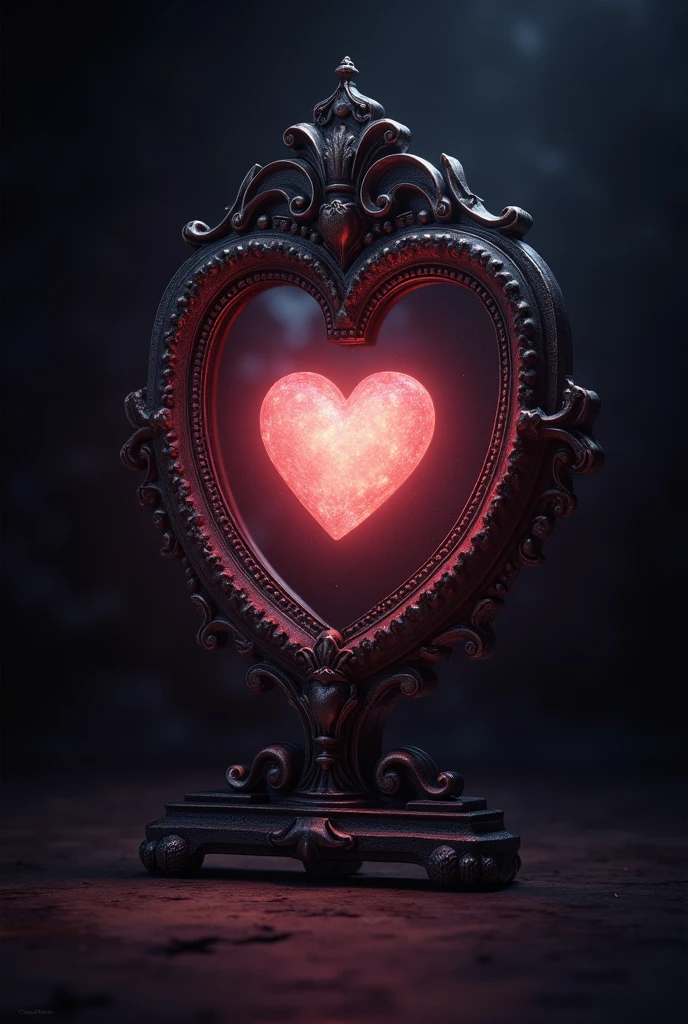 Mirror with a heart reflection.