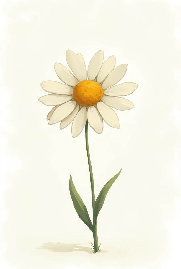 Daisy without stem, hand-drawn style with outline