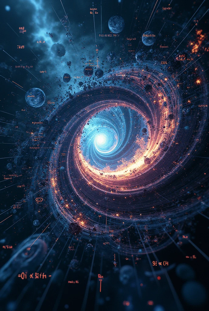 I want an image for my cell phone's wallpaper that is made of complex mathematical and physics concepts., and that everything fits well, especially of relativity, infinite and that everything is in a fractal
