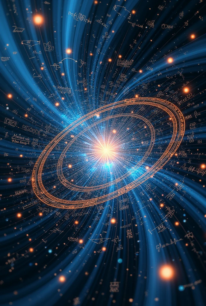 I want an image for my cell phone's wallpaper that is made of complex mathematical and physics concepts., and that everything fits well, especially of relativity, infinite and that everything is in a fractal, and that the equations are displayed on the screen