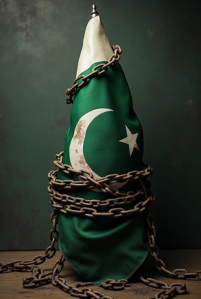 Pakistani Flag bound with chains
