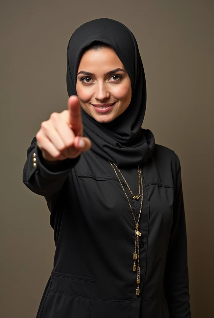 
make me a photo of a woman wearing a hijab posing like a nazi salute