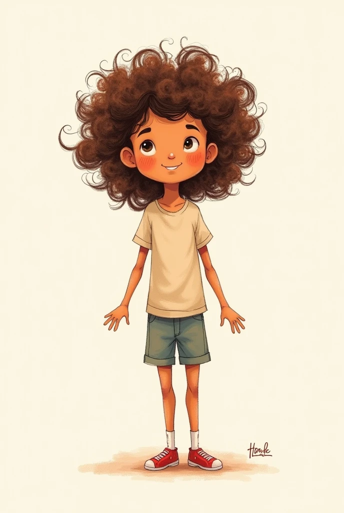 curly, brown 2D drawing