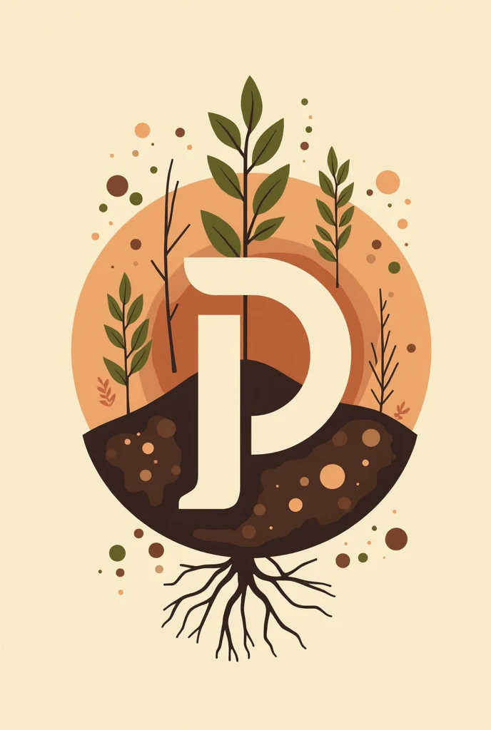 create a logo for a phosphorus in soil event using a P, try to use brown or terracotta and cream colors, put some plant or similar items like roots and soil next to the P