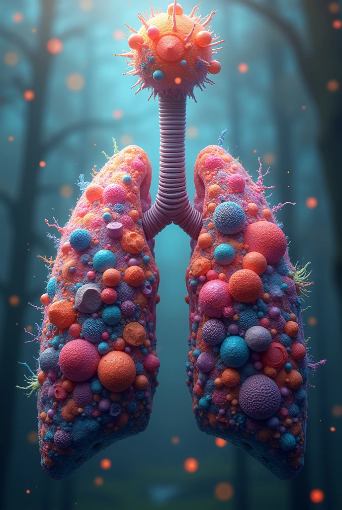 Psychedelic shapes forming human lungs 