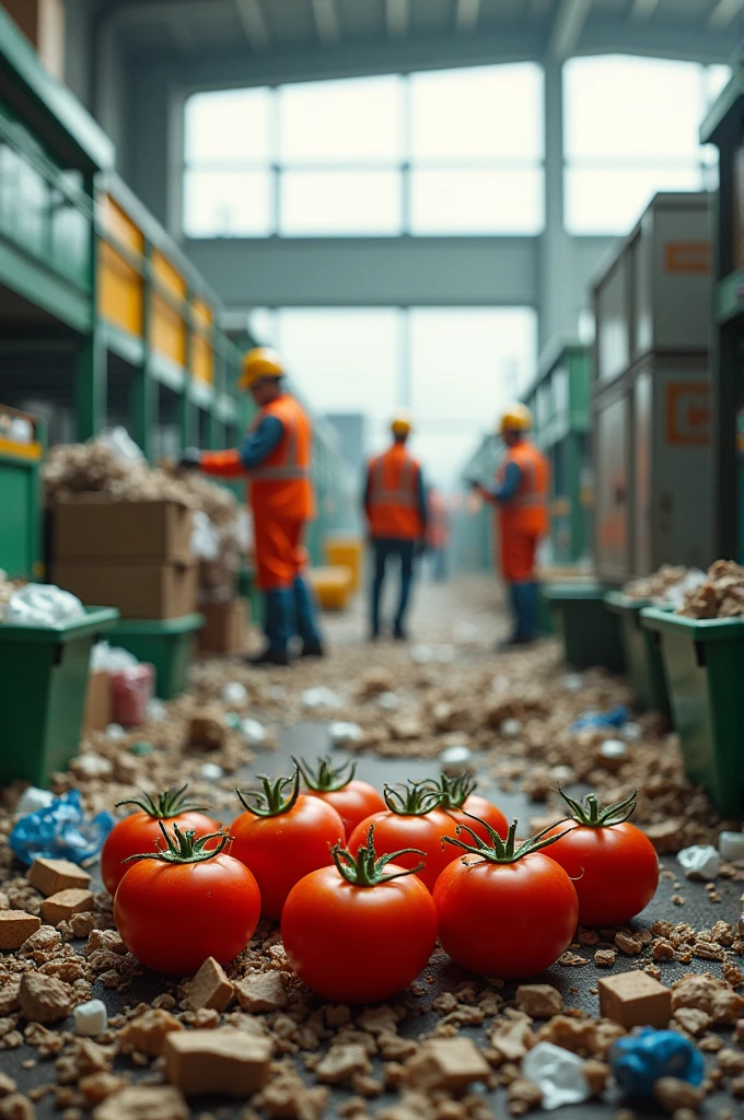 Recycling and red tomatoes