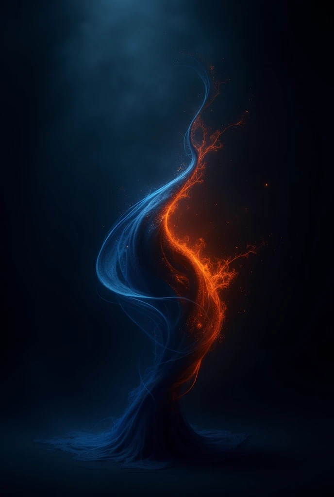 Predominant dark black mobile wallpaper, blue and orange