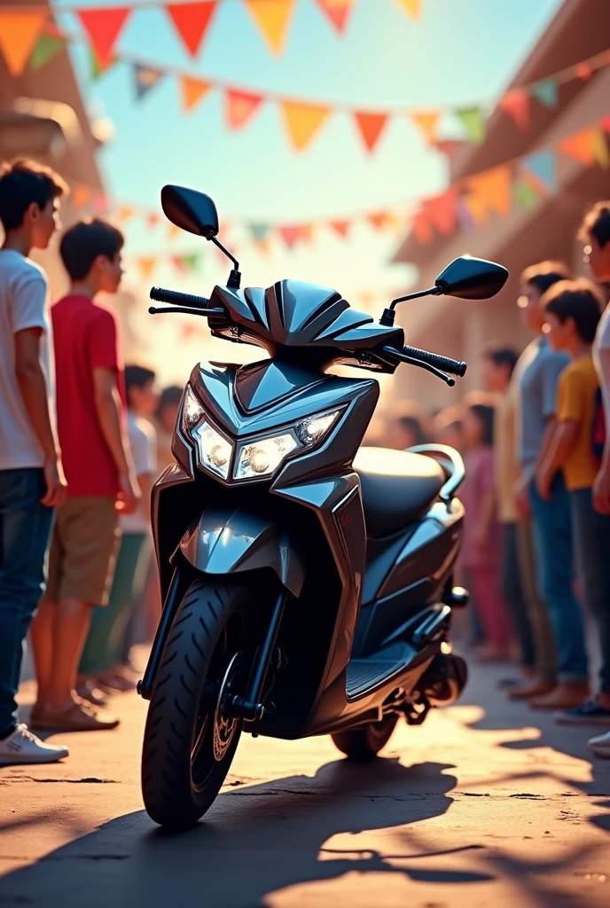 Create an image of a raffle where the prize is a 2024 Honda BIZ 0 km motorcycle