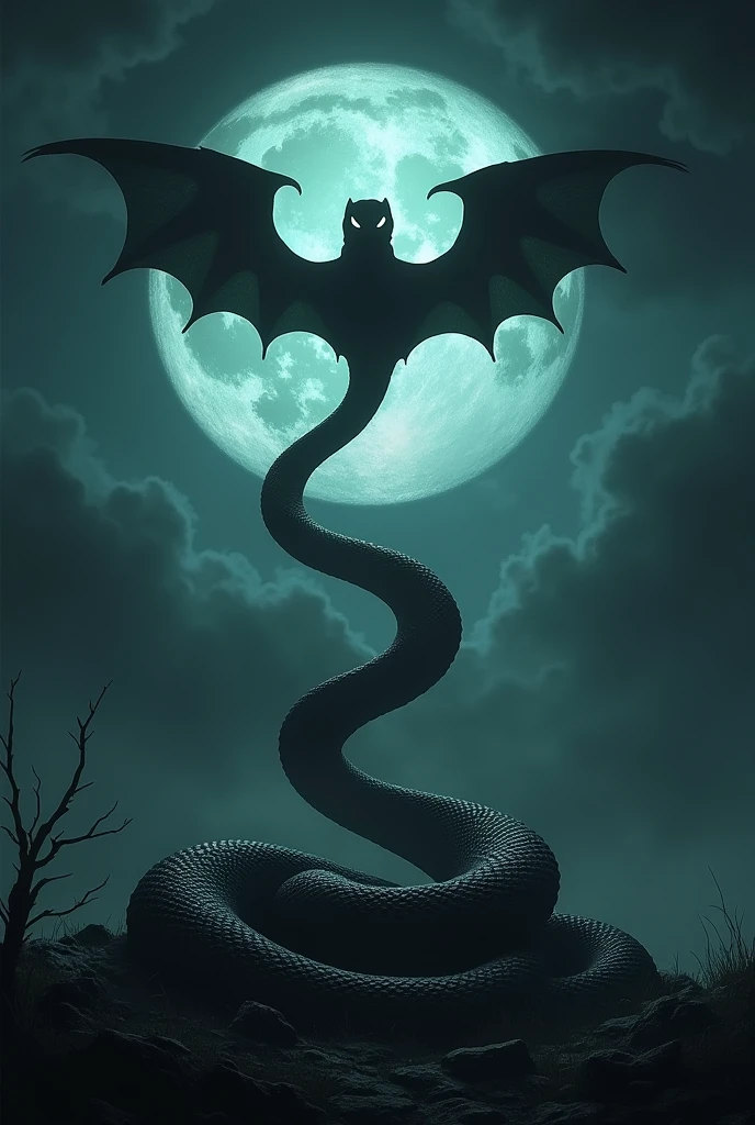 the bat signal but instead of a bat it is the shadow of a snake