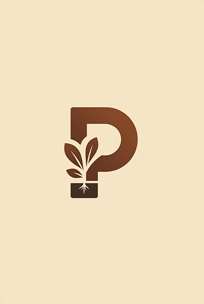 create a logo for a phosphorus in soil event using a P, try to use brown or terracotta and cream colors, put some plant or items like roots and soil integrated into the P, Make minimalist
