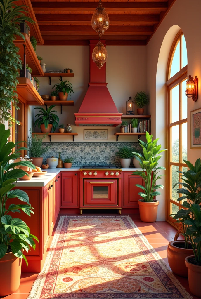 living family decoration details colors architecture house kitchens plants red green yellow