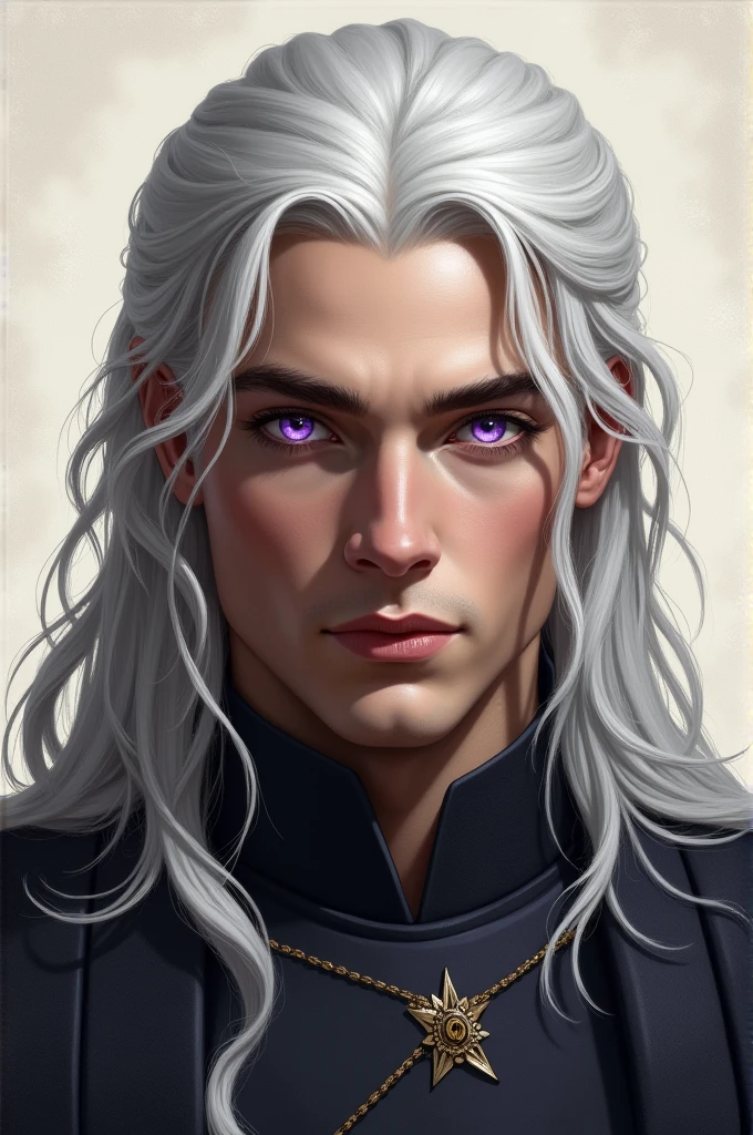 Rhaegar Targaryen, extremely handsome, almost divine, Silver hair and purple eyes.