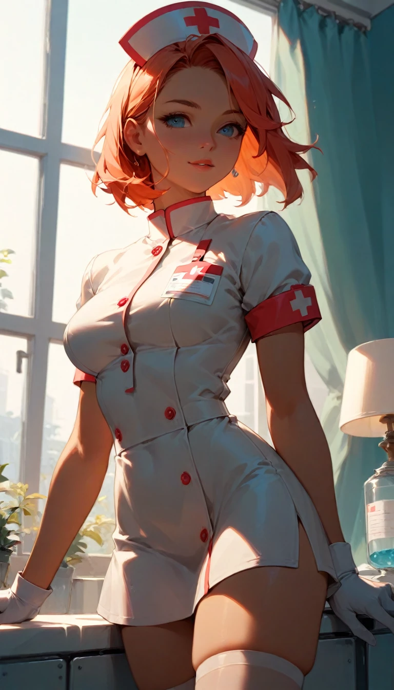 beautician 、Nurse uniform、Highest quality、masterpiece、one person&#39;s、22 years old、White skin、Expressionless、Lift the corners of your mouth、Sharp teeth、Pink Hair。Twin tails、Hair Clip、big hair clip、Cute Hair Clips、灰色Eyes、Small red cheeks and nose、Flat Chest、Small breasts、Small breasts、Dead Eyes、deadman&#39;Eyes、break、beautician 、Hospital room、Give the patient an enema、Inject the enema fluid into the patient&#39;s portal&#39;School、Blurred patient&#39;Face、The patient is male、Blurred face of a man feeling pleasure