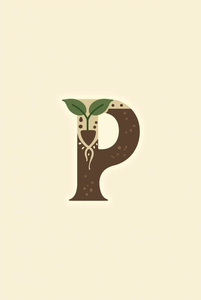 create a logo for a phosphorus in soil event using a P, try to use brown or terracotta and cream colors, put some plant or items like roots and soil integrated into the P, Make minimalist