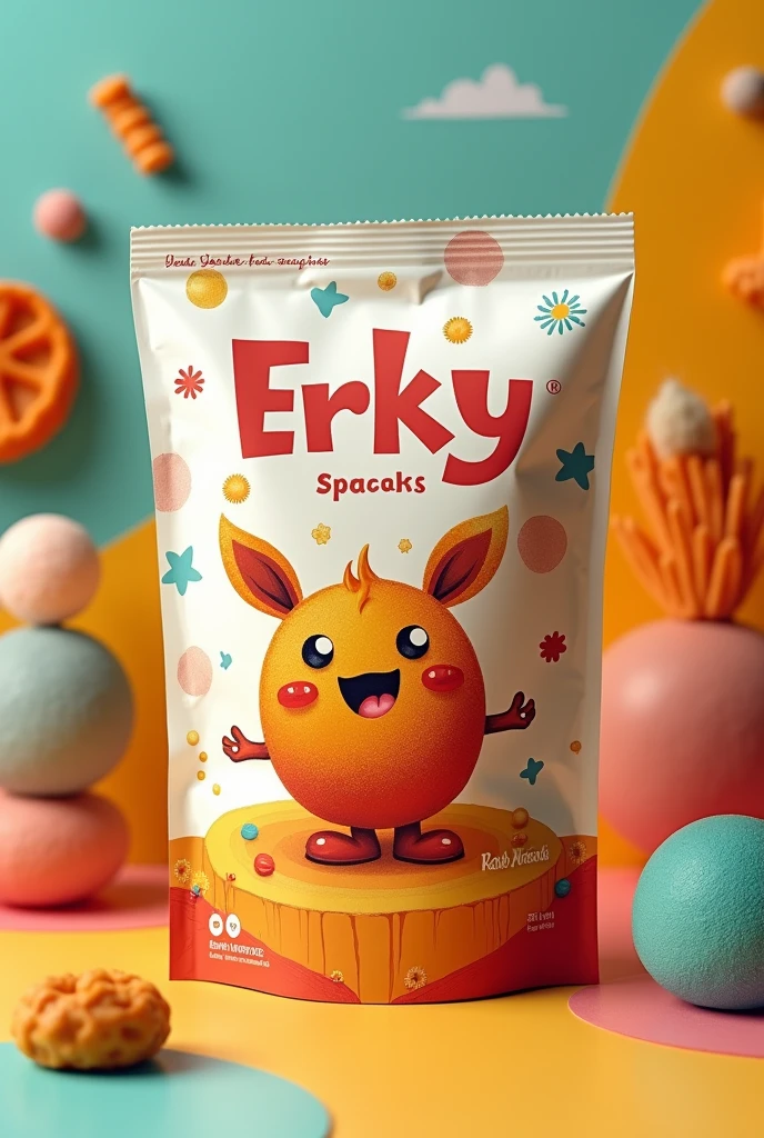 Create a snack packaging with the name erky