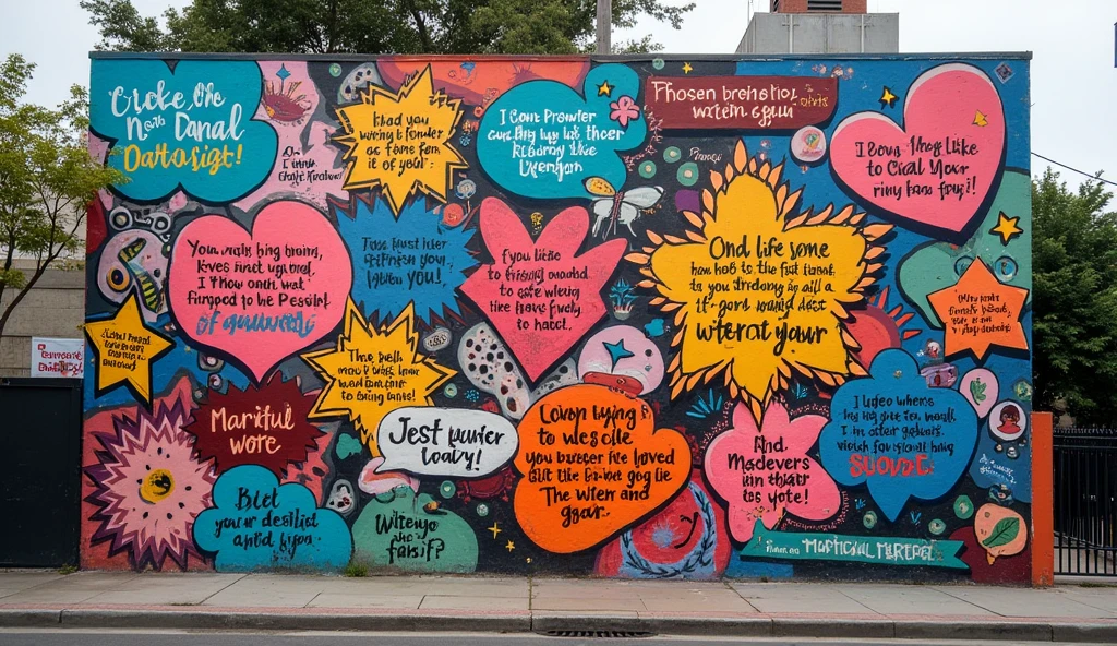 An art mural featuring inspirational quotes from the minor prophets, in a colorful graffiti style. The urban background conveys a contemporary feel, while the words evoke timeless teachings.